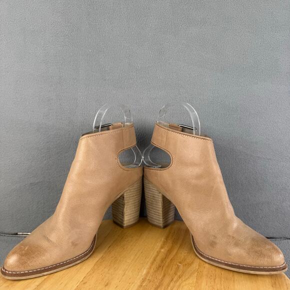 Dolce Vita Jacklyn Tan Leather Booties W/ Ankle Strap Block Heel Women’s 10 US - Picture 5 of 8